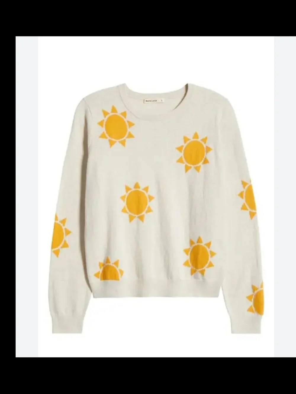 Marine Layer Kai Icon Sweater Oatmeal Yellow Sun Motif - Picture 2 of 9